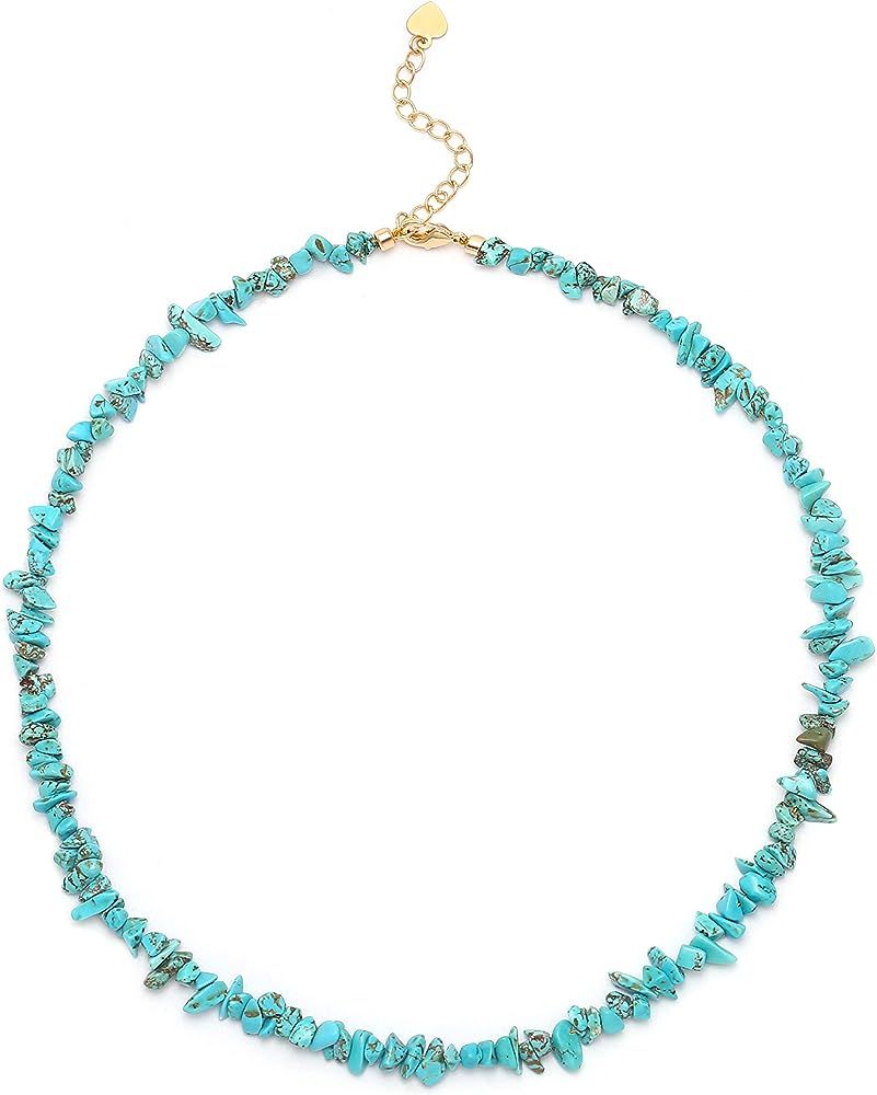 Aobei Pearl Turquoise Choker Necklace Gold Hematite Beaded Tiny Dainty Minimalist Jewelry for Wom... | Amazon (US)