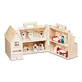 Melissa & Doug Fold & Go Wooden Dollhouse With 2 Play Figures and 11 Pieces of Furniture | Amazon (US)