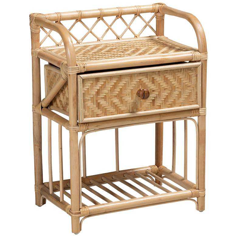 Kobie 17 3/4" Wide Natural Brown Rattan 1-Drawer Nightstand | Lamps Plus