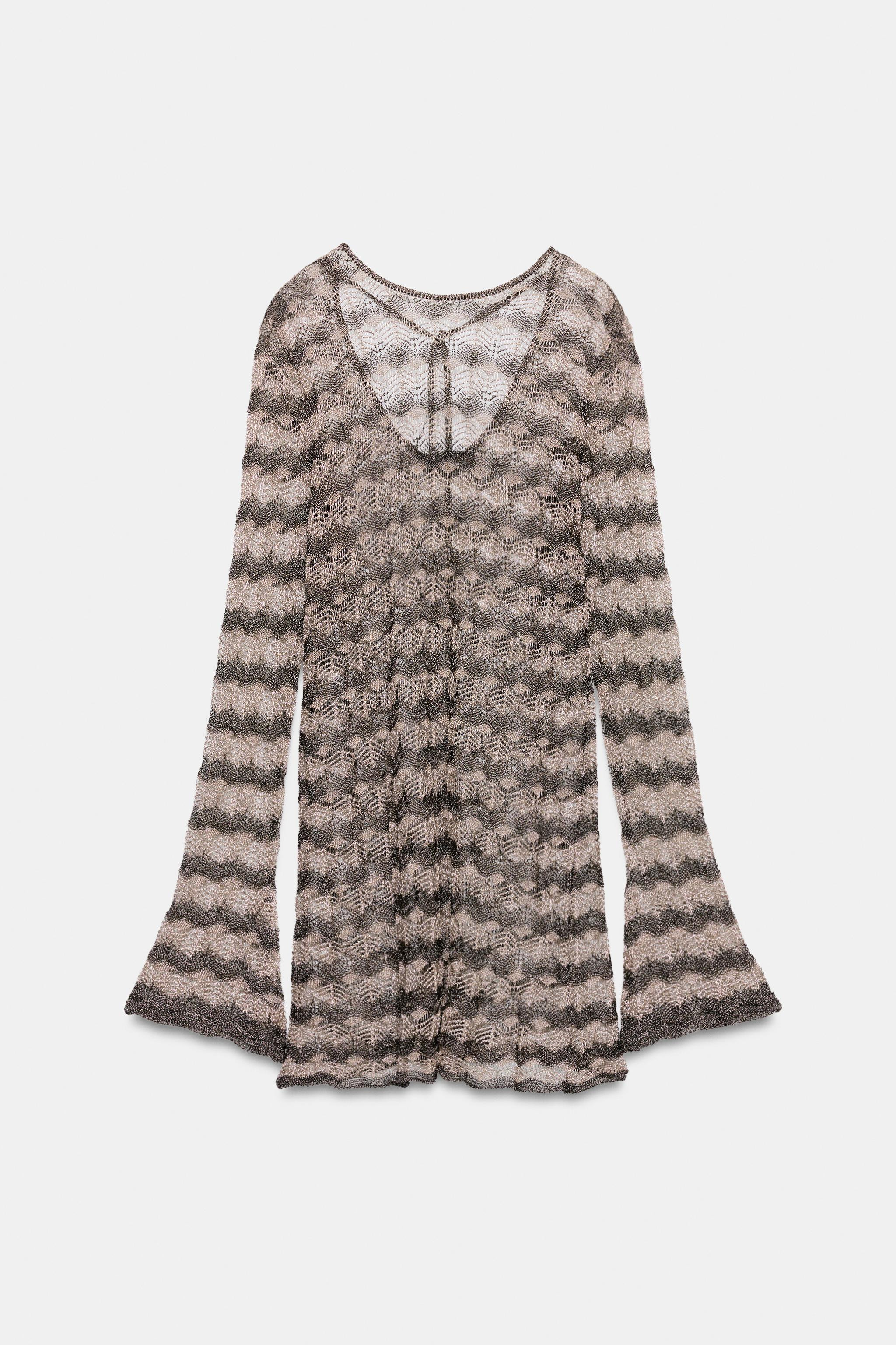 METALLIC THREAD OPEN-KNIT MINI DRESS | Zara US