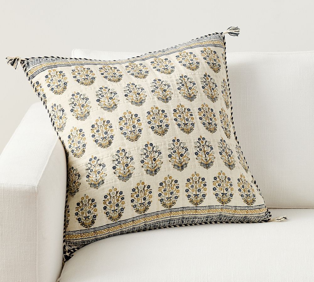 Jacquard Cotton Tassel Pillow | Pottery Barn (US)