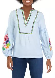 Women's Embroidered Peasant Top | Belk