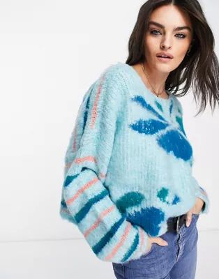 Free People Lily patterend sweater in blue | ASOS (Global)