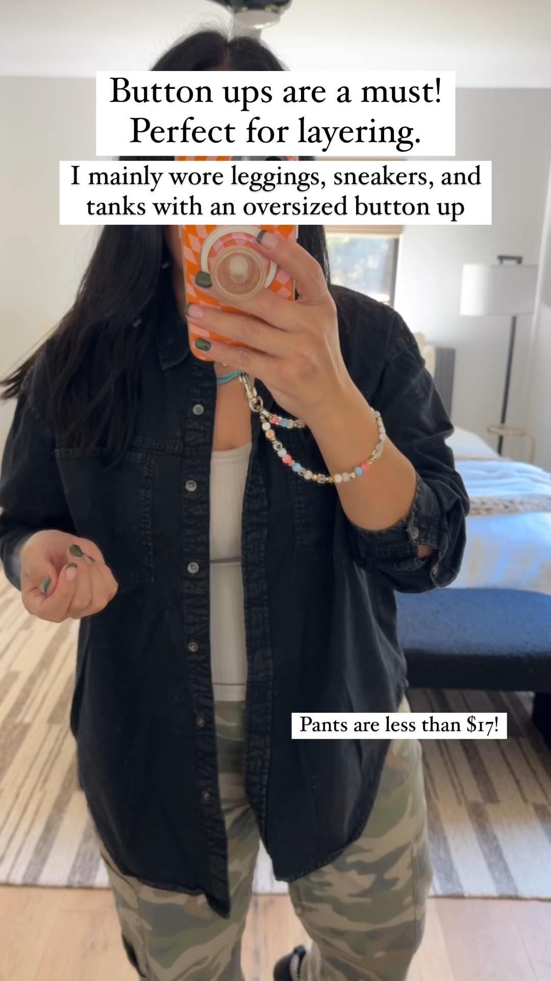 Button up size small (it’s oversized so size down), tank size large, pants size large. 

#LTKMidsize #LTKTravel #LTKFindsUnder50