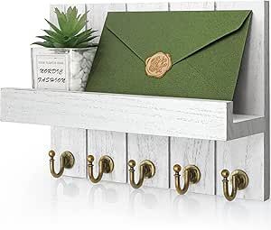 Rebee Vision Key and Mail Holder for Wall: Key Hanger for Wall with Shelf Wood Wall Shelf with Ho... | Amazon (US)