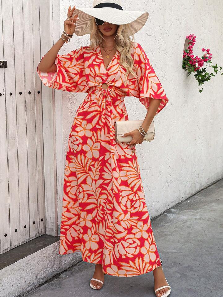 SHEIN VCAY Women's Stylish Summer Hollow Out Split Dress With Vacation Style | SHEIN USA | SHEIN