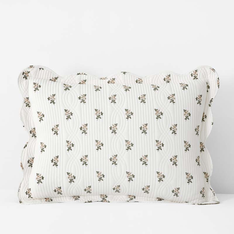 Flower Delight Reversible Quilted Sham - Ivory, Standard | The Company Store