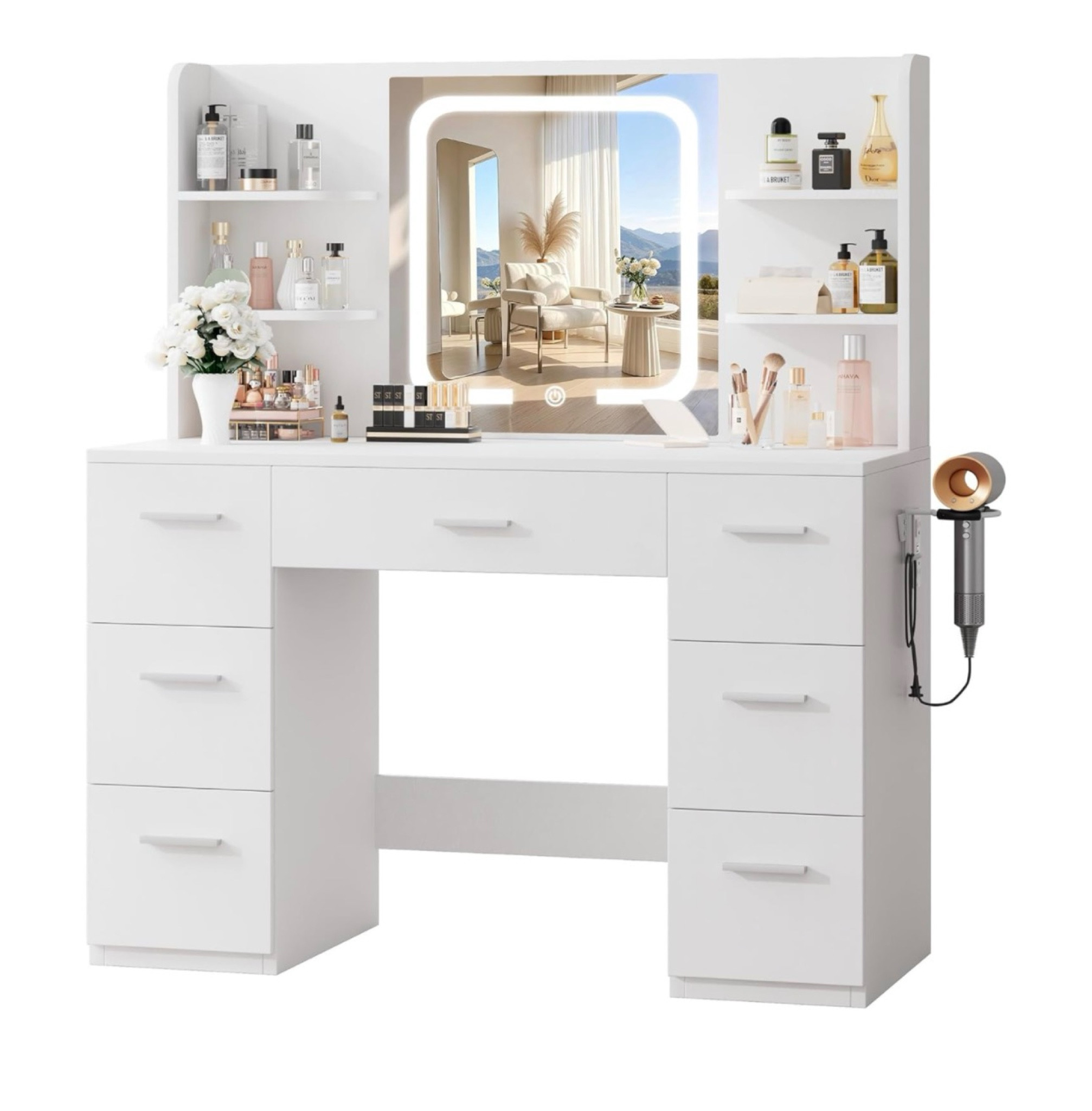 Vanity with drawers and lightening mirror 

#LTKgrwm #LTKBeauty