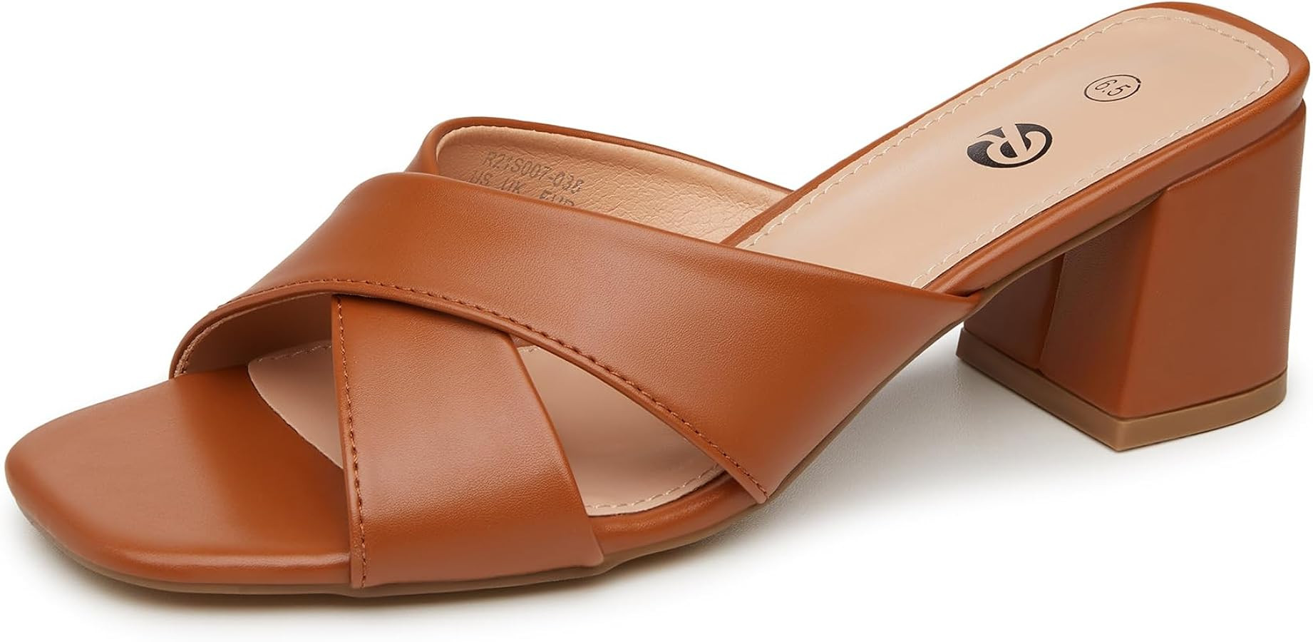 Rekayla Women's Square Open Toe Heels Heeled Sandals Low Block Chunky Heels Cross Strap Slip on 2... | Amazon (US)