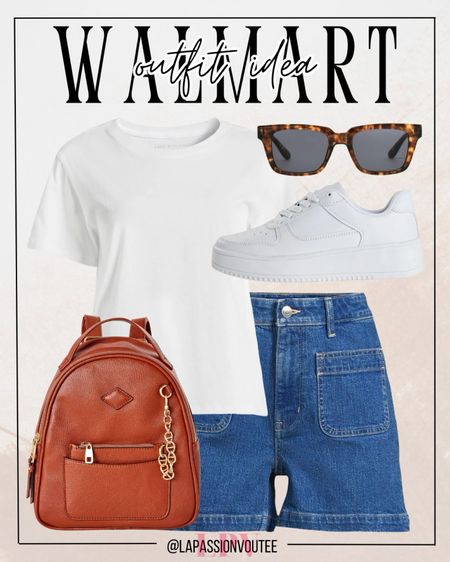 Embrace casual cool with Walmart's trendy outfit! Rock patch pocket denim shorts with a cropped boxy tee and chic sunglasses. Add a practical backpack and fresh white sneakers for the perfect blend of style and comfort. Ideal for on-the-go summer days! 

#LTKFindsUnder100 #LTKSeasonal #LTKStyleTip
