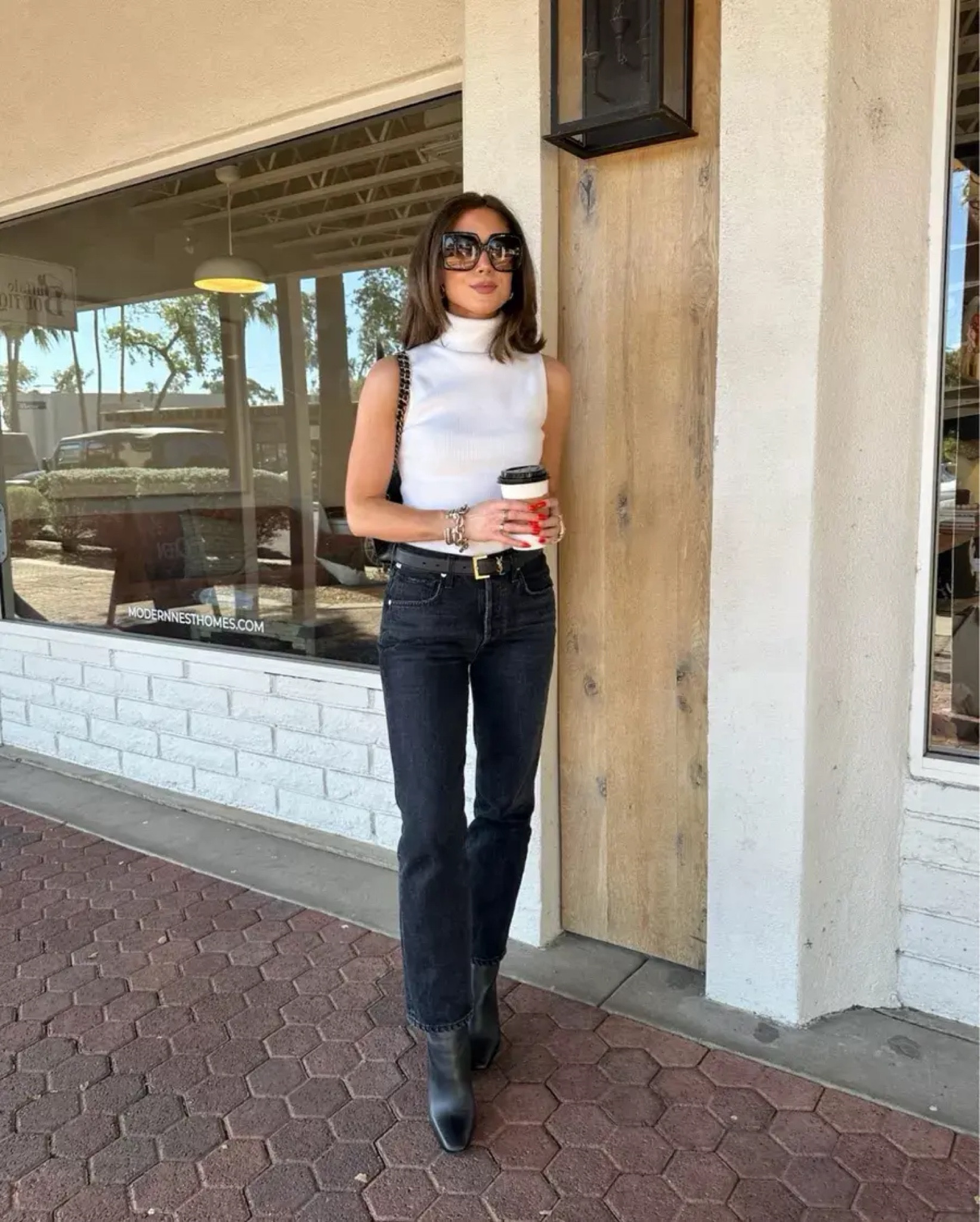 This outfit is great for for shopping and grabbing a coffee during the winter to spring weather transition. Pretty neutral sleeveless turtleneck (sm) citizens of humanity cropped jeans (24, slightly oversized) steve madden boots (tts) ysl belt gucci sunglasses. Linking similar jeans in case these sale out! 

#LTKSeasonal #LTKstyletip #LTKfindsunder100