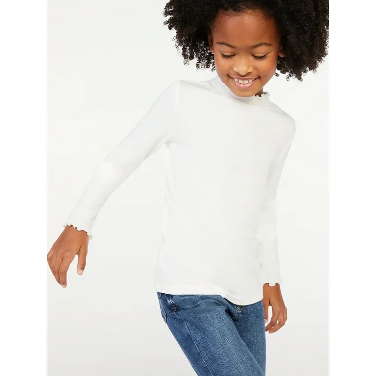 Free Assembly Girls Long Sleeve Ribbed Turtleneck T-Shirt, Sizes 4- 18 | Walmart (US)