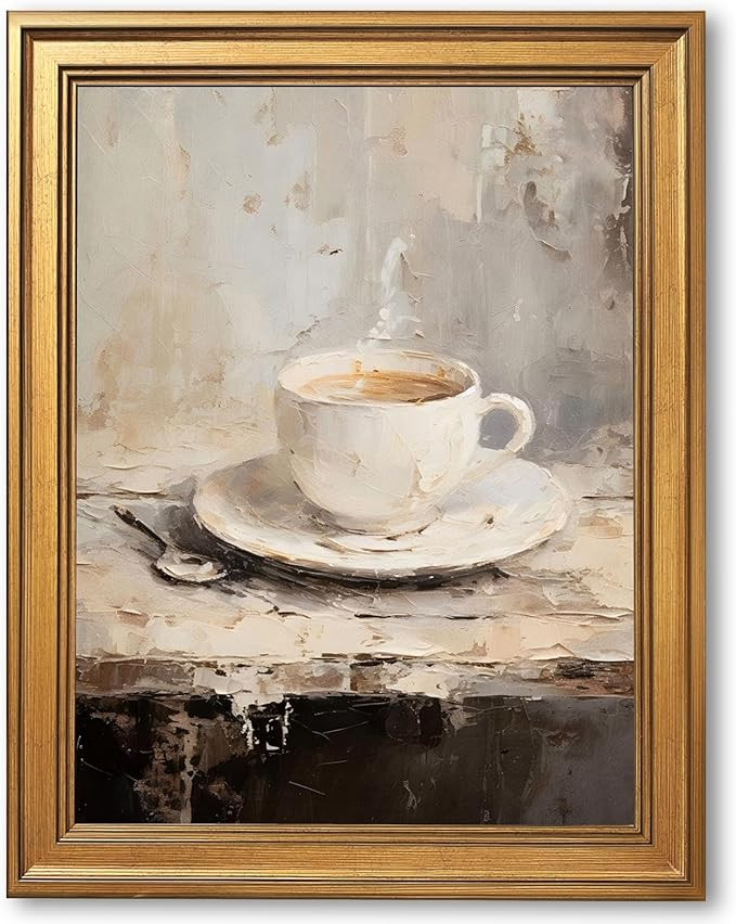 EQUEEN Vintage Coffee Cup Poster Kitchen Wall Art Farmhouse Wall Decor Rustic Painting Canvas Pri... | Amazon (US)