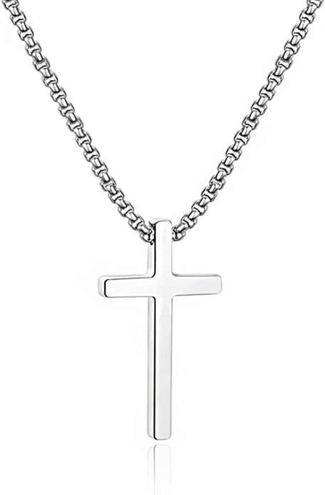 M MOOHAM Cross Necklace for Men, Silver Black Gold Stainless Steel Plain Cross Pendant Necklace f... | Amazon (US)