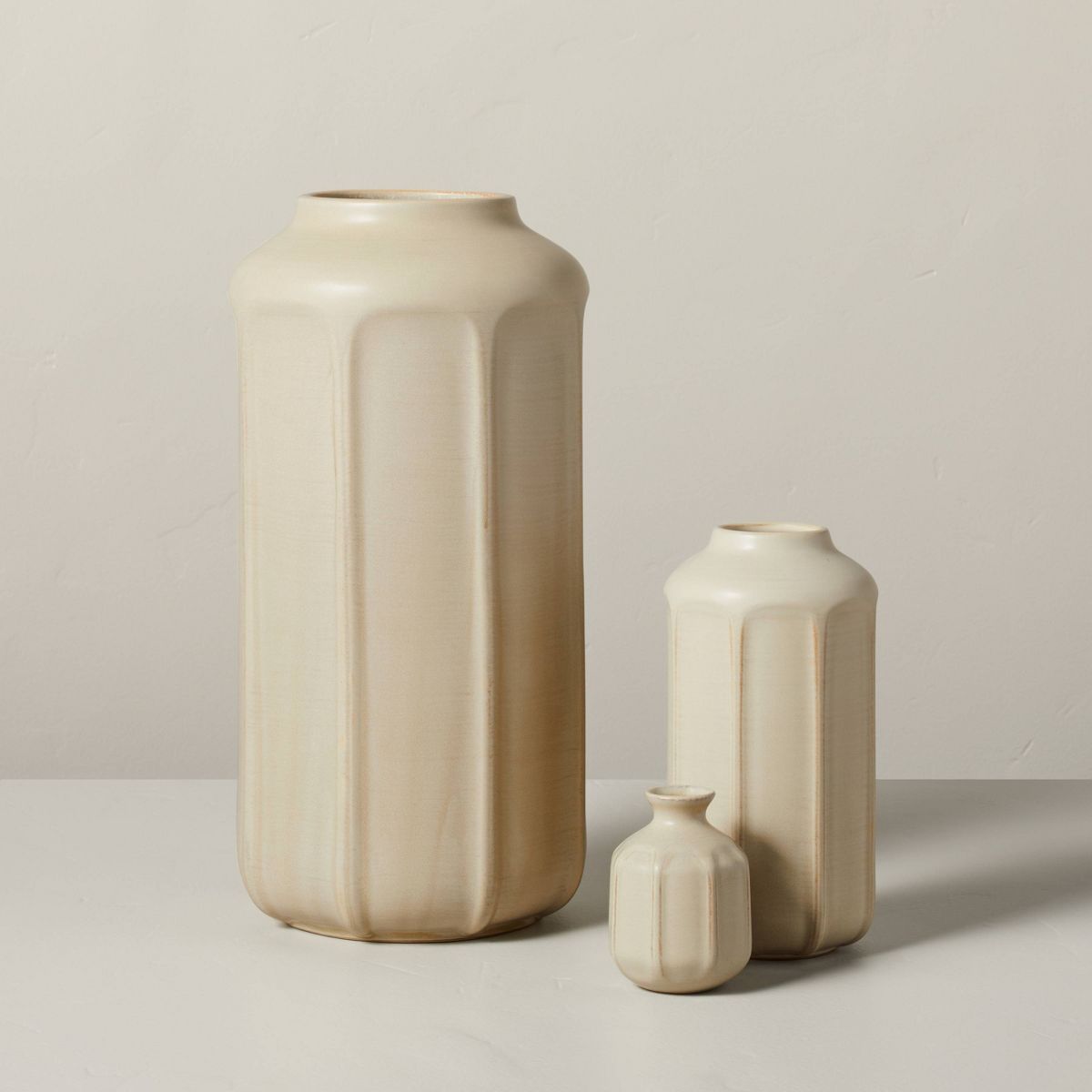 Faceted Ceramic Vase Taupe - Hearth & Hand™ with Magnolia | Target