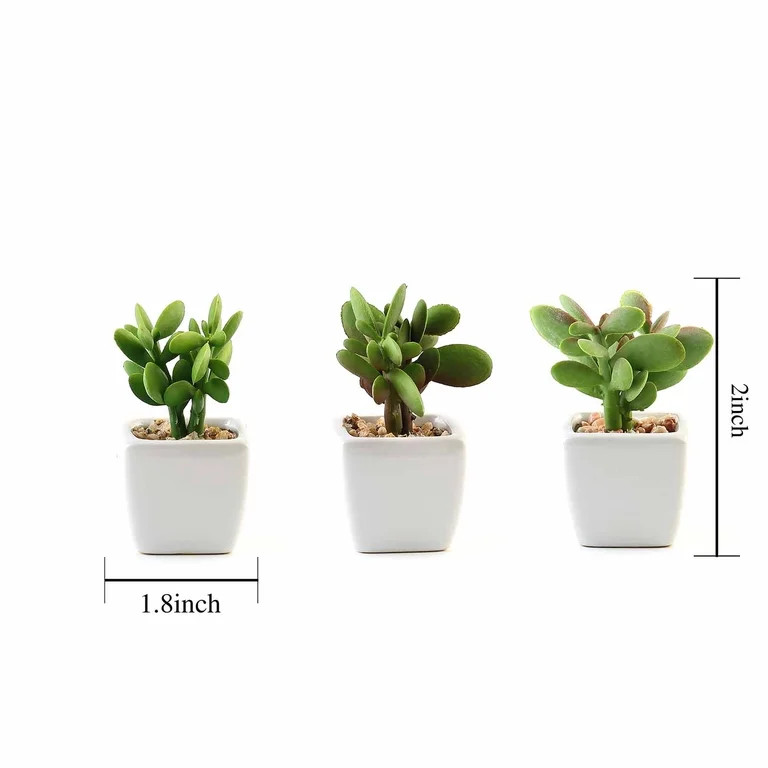 BalsaCircle 3 pcs 3 in Green Assorted Artificial Faux Small Succulent Plants with Pots Home Weddi... | Walmart (US)