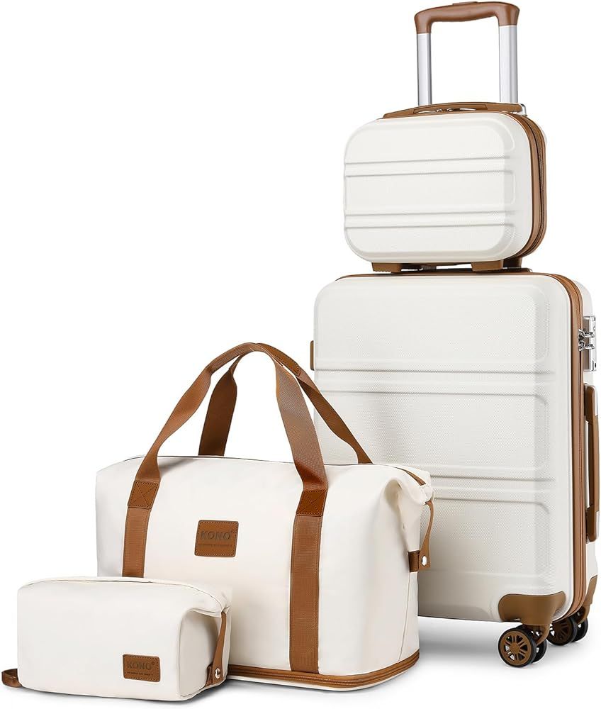 Kono Luggage Set 4 Piece Carry On Hardside Luggage with TSA Lock Spinner Wheels Carry On Suitcase... | Amazon (US)