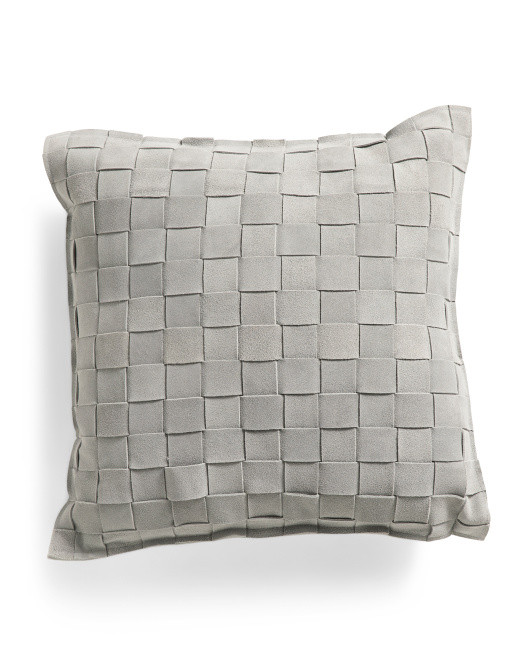 18x18 Suede Basketweave Pillow | TJ Maxx