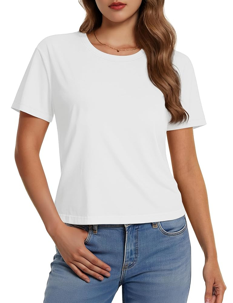 MAGCOMSEN Womens Crop Tops Basic Summer Cropped T-Shirts Loose Fit Cotton Short Sleeve UPF 50+ Bo... | Amazon (US)