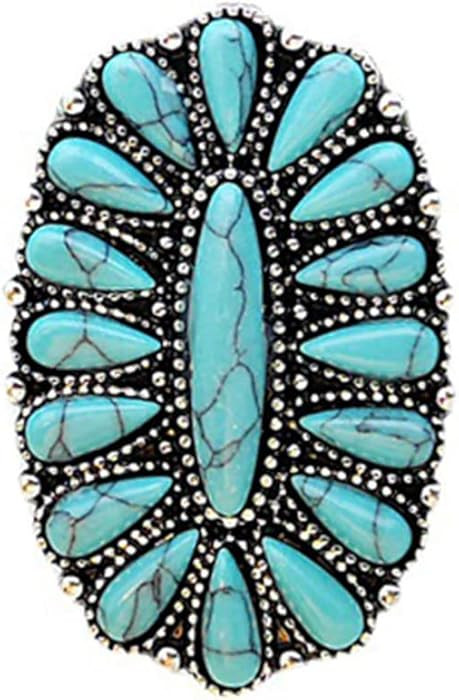 Fahion Jewelry Vintage Silver Boho Turquoise Exaggerated Insect Opening Adjustale Cocktail Ring f... | Amazon (US)