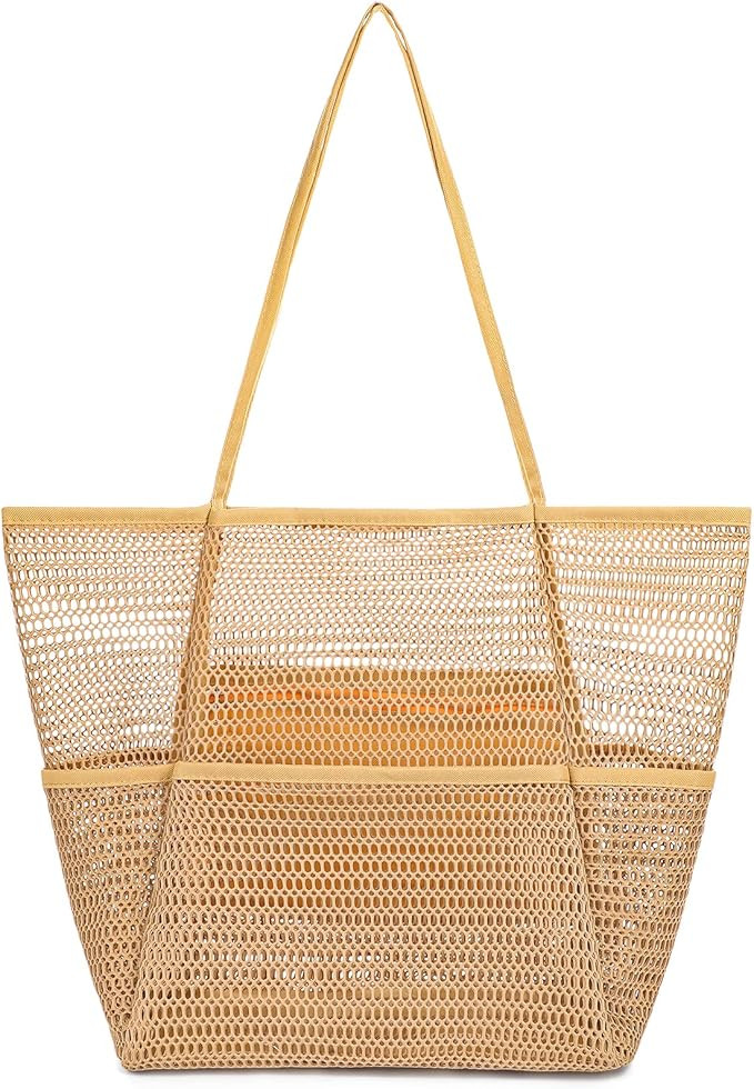 XZQTIVE Mesh Beach Tote Women Shoulder Handbag Max 23L Large Hobo Bags Lightweight Packable Tote ... | Amazon (US)