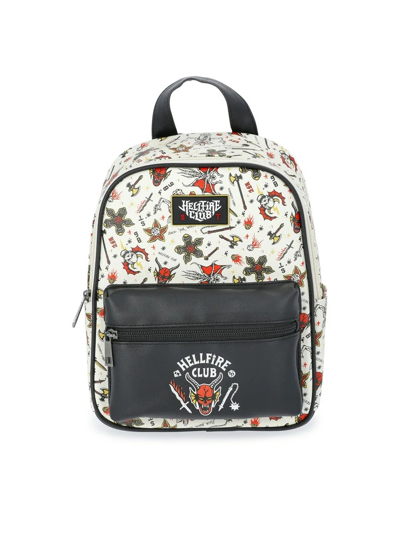 Netflix Stranger Things Hellfire Club Women's 10.5" Mini Backpack, Black/White | Walmart (US)