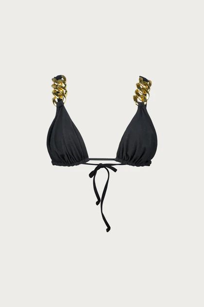 Gold Chain Triangle (Faux Suede Black) | SAME