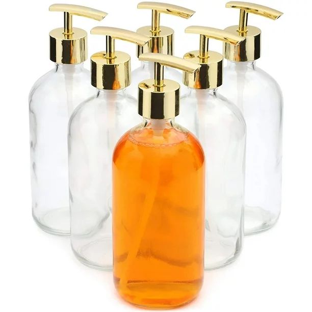 Juvale Gold Soap Dispenser for Bathroom, Lotion and Liquid 16 Ounce Set of 6 | Walmart (US)