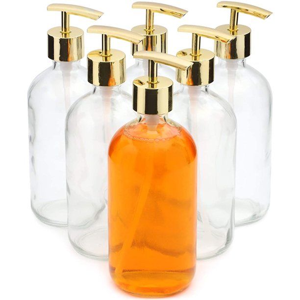 Juvale Gold Soap Dispenser for Bathroom, Lotion and Liquid 16 Ounce Set of 6 | Walmart (US)