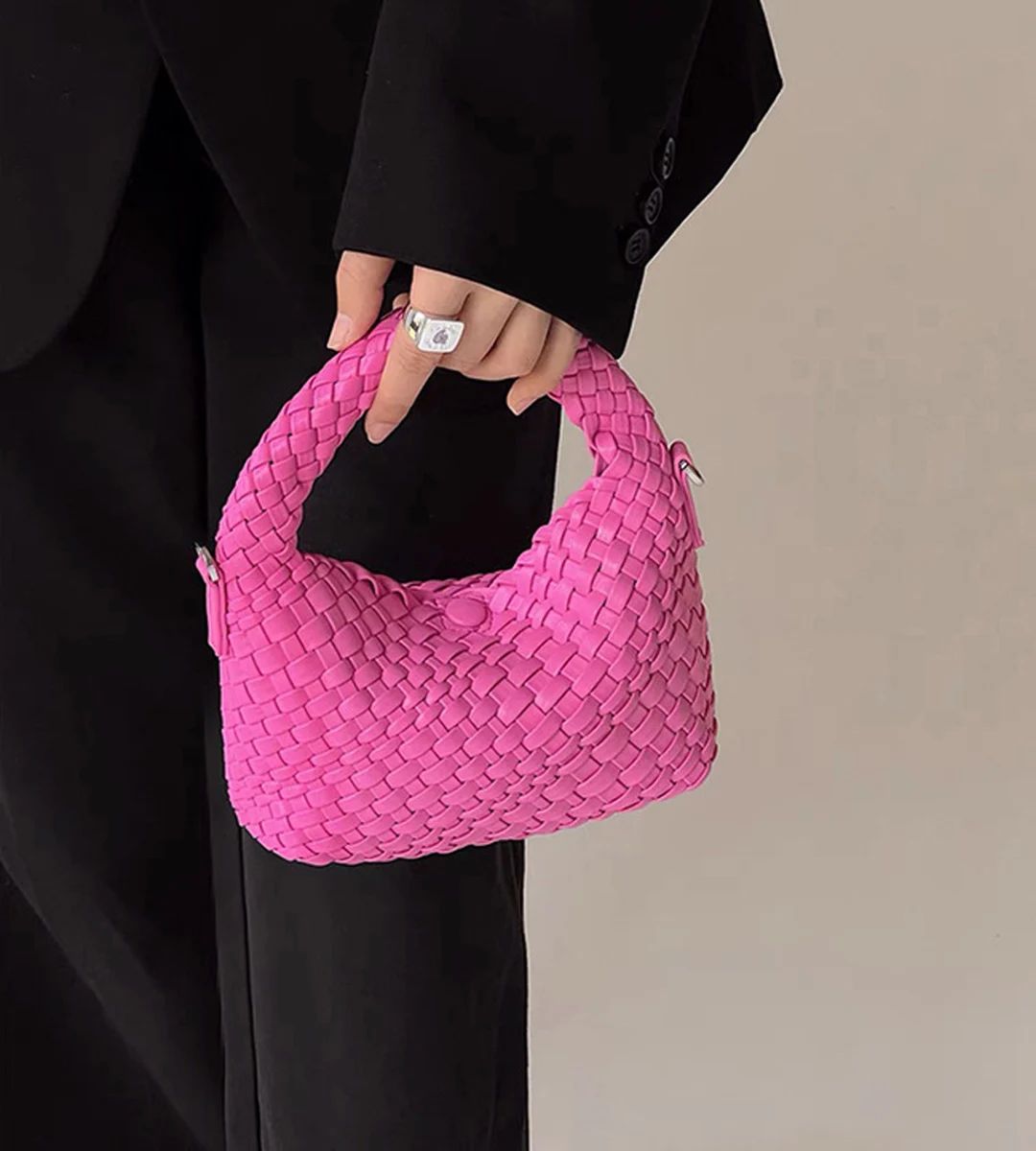 Soft Leather Dupe Bag Fashion End Designer Clutch Mini Woven Knot Top Handle Bucket Bag Mini Jodi... | Etsy (US)