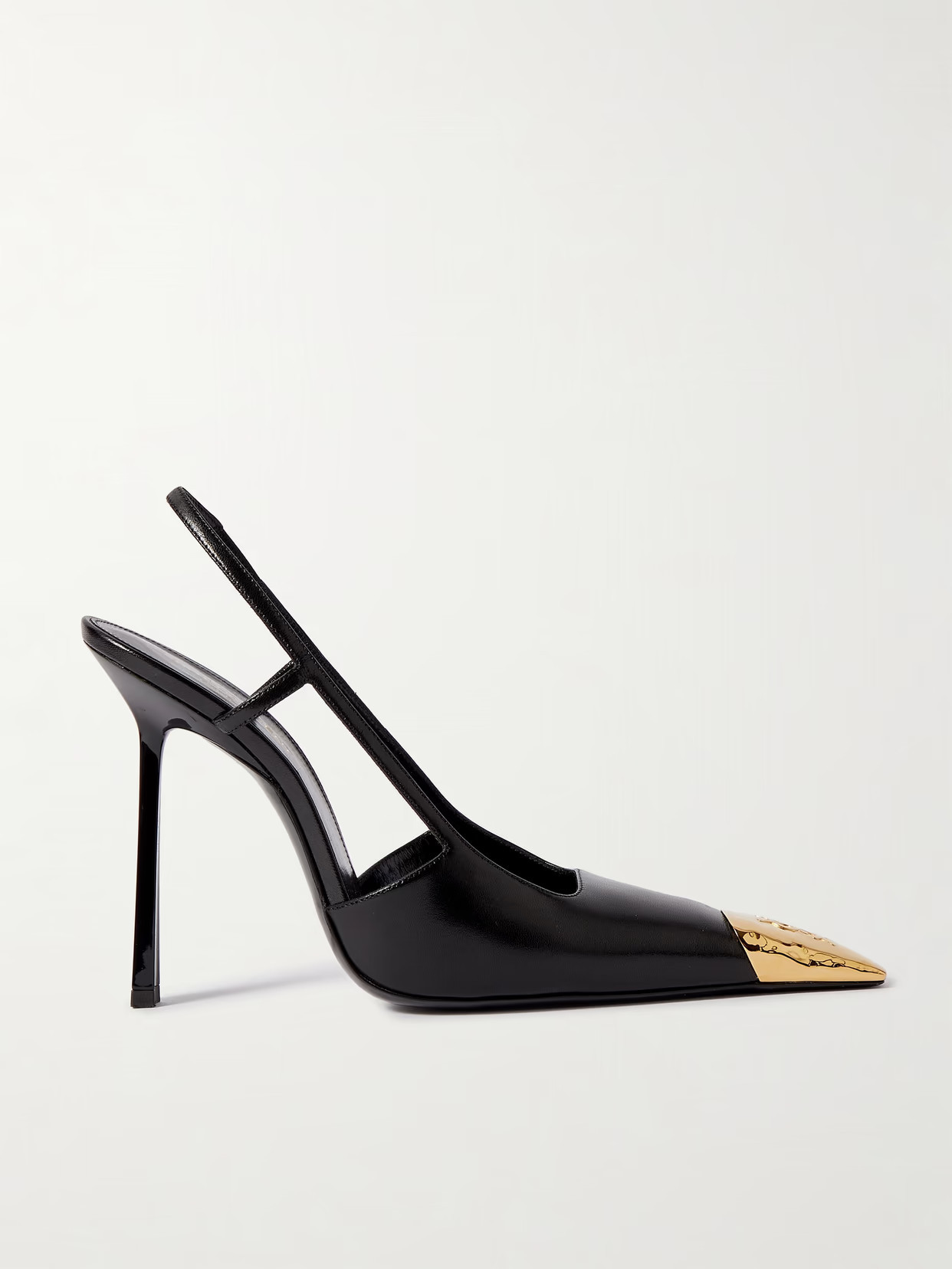 SAINT LAURENT - Jeanne Embellished Glossed-leather Slingback Pumps - Black | NET-A-PORTER (US)