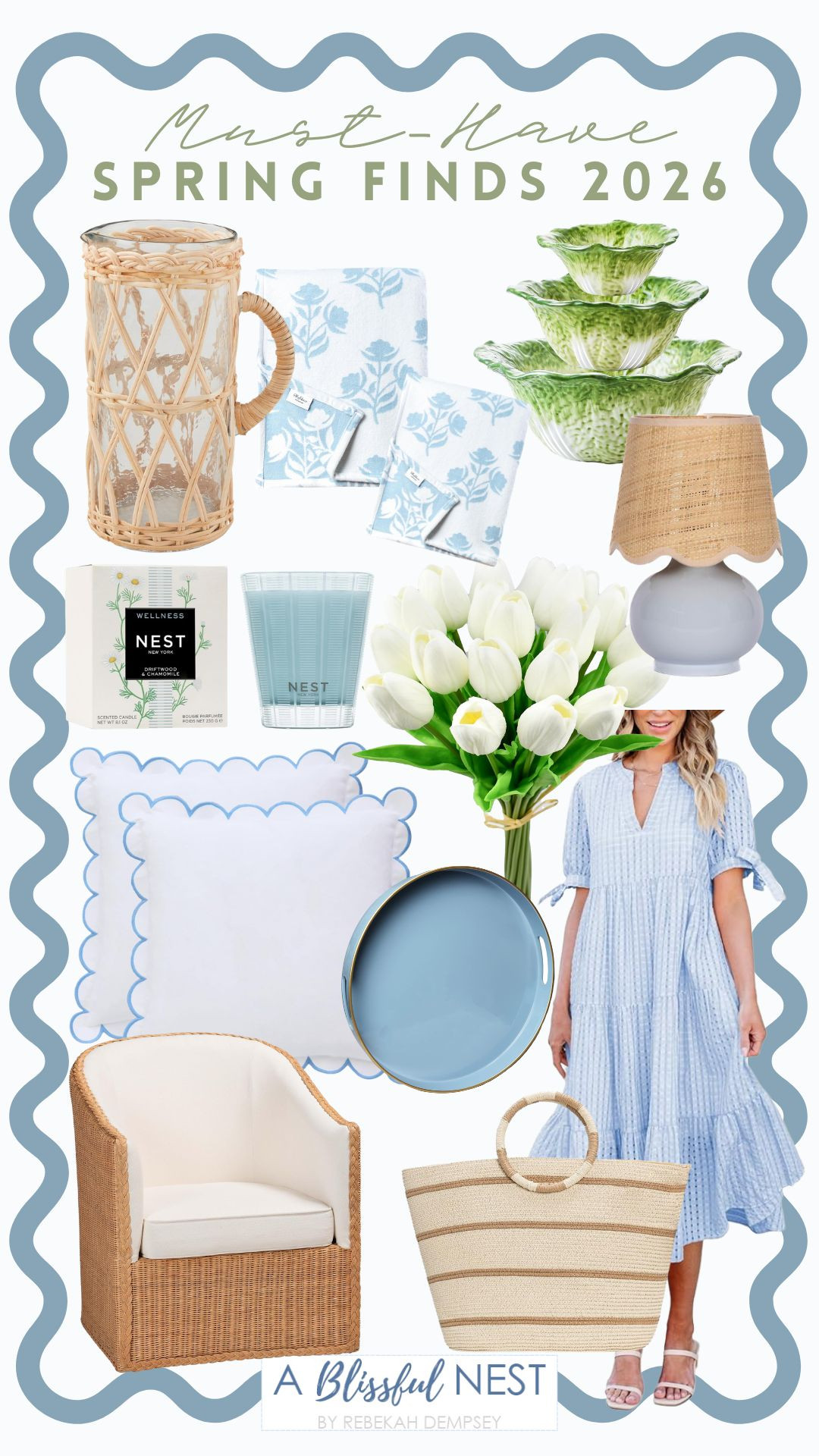 The easiest way to welcome spring into your home. See the picks.

Mud Pie rattan glass pitcher, scented classic candle, scalloped pillow, green cabbage serving bowl, braided rattan armchair, round blue decorative tray, coastal decorative throw blanket, boho ceramic table lamp, short sleeve midi dress, white artificial tulip, beach bag. 

 #LTKootd #LTKSeasonal #LTKHome