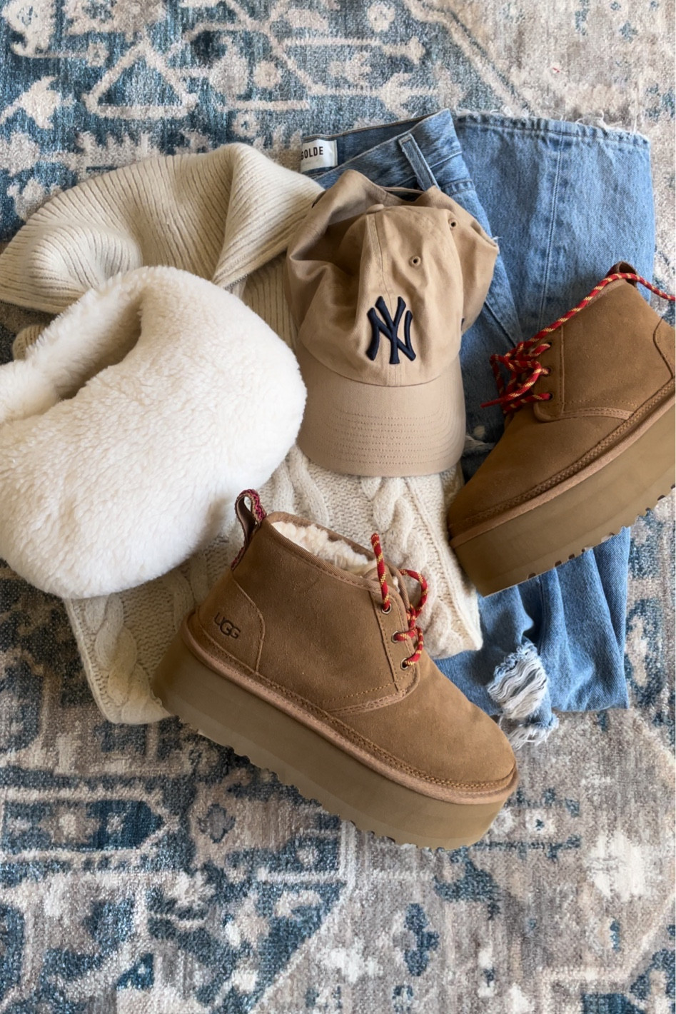 Target cable knit 
Agolde jeans
Platform Uggs 
Amazon Sherpa bottega dupe 


#LTKunder100 #LTKstyletip #LTKunder50