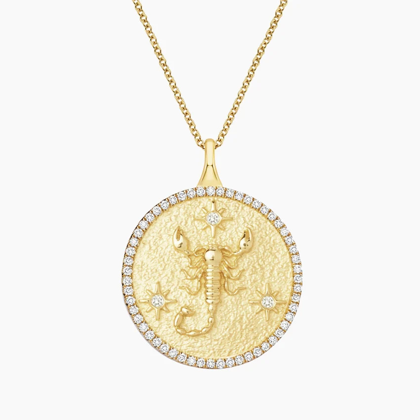 Luxe Scorpio Zodiac Diamond Medallion Necklace in 14K Yellow Gold | Brilliant Earth