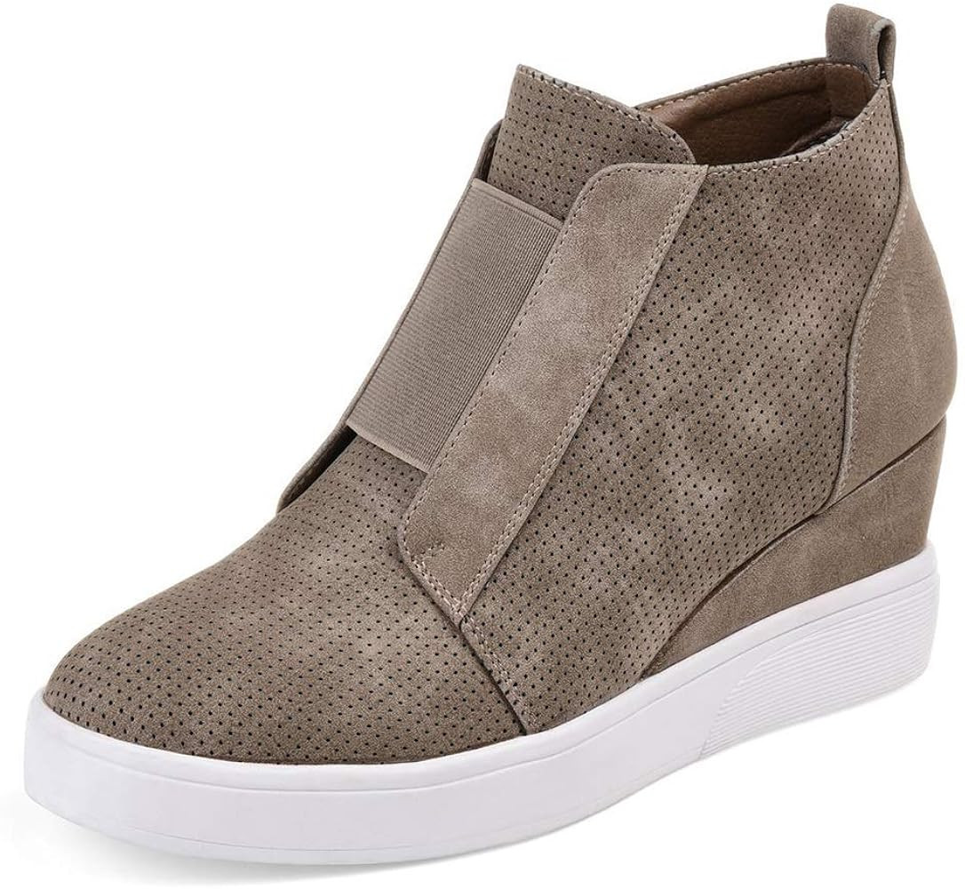 Women's Wedge Sneakers High Top Side Zipper Fashion Wedge Booties Shoes | Amazon (US)