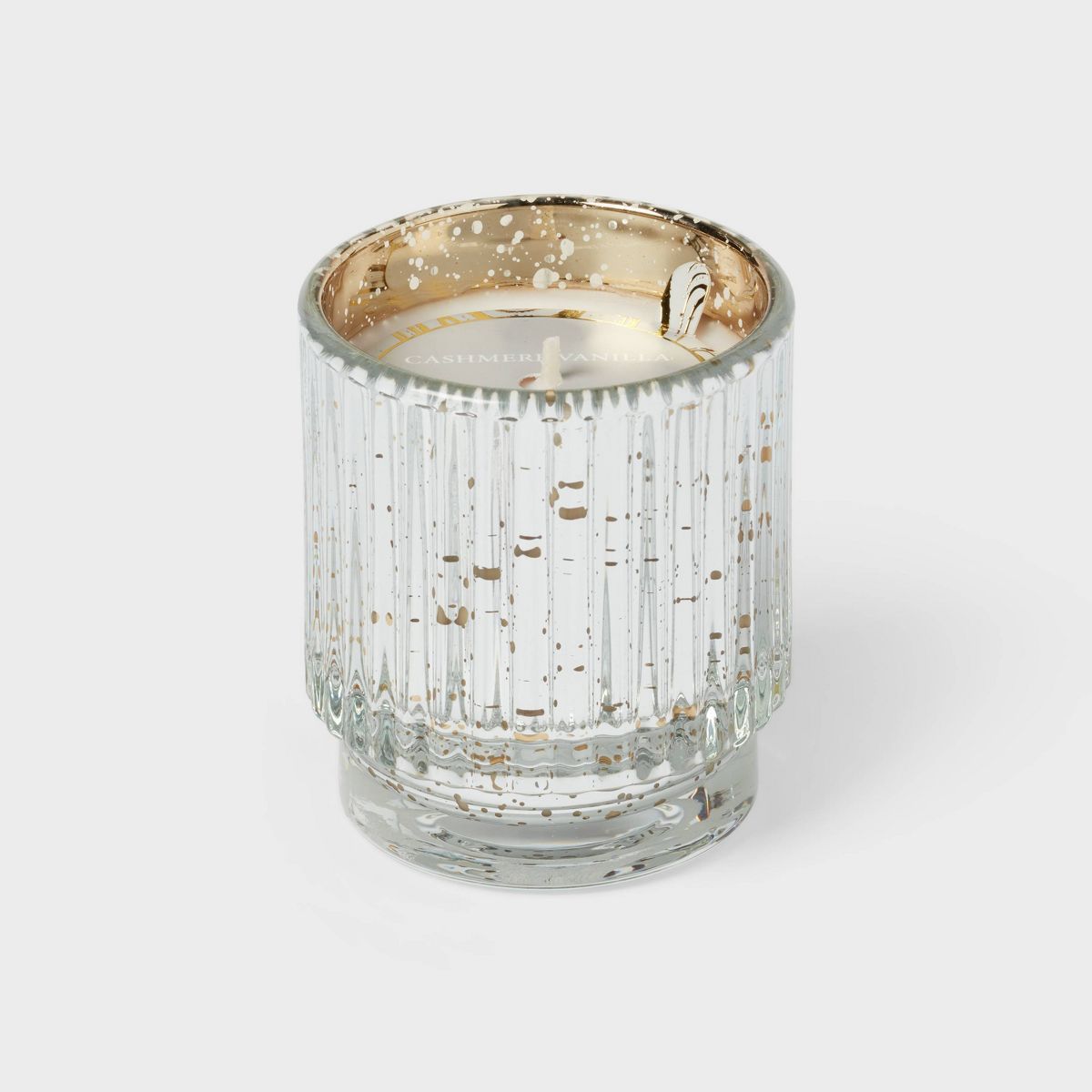 Ribbed Mercury Glass Cashmere Vanilla Footed Jar Candle Silver - Threshold™ | Target