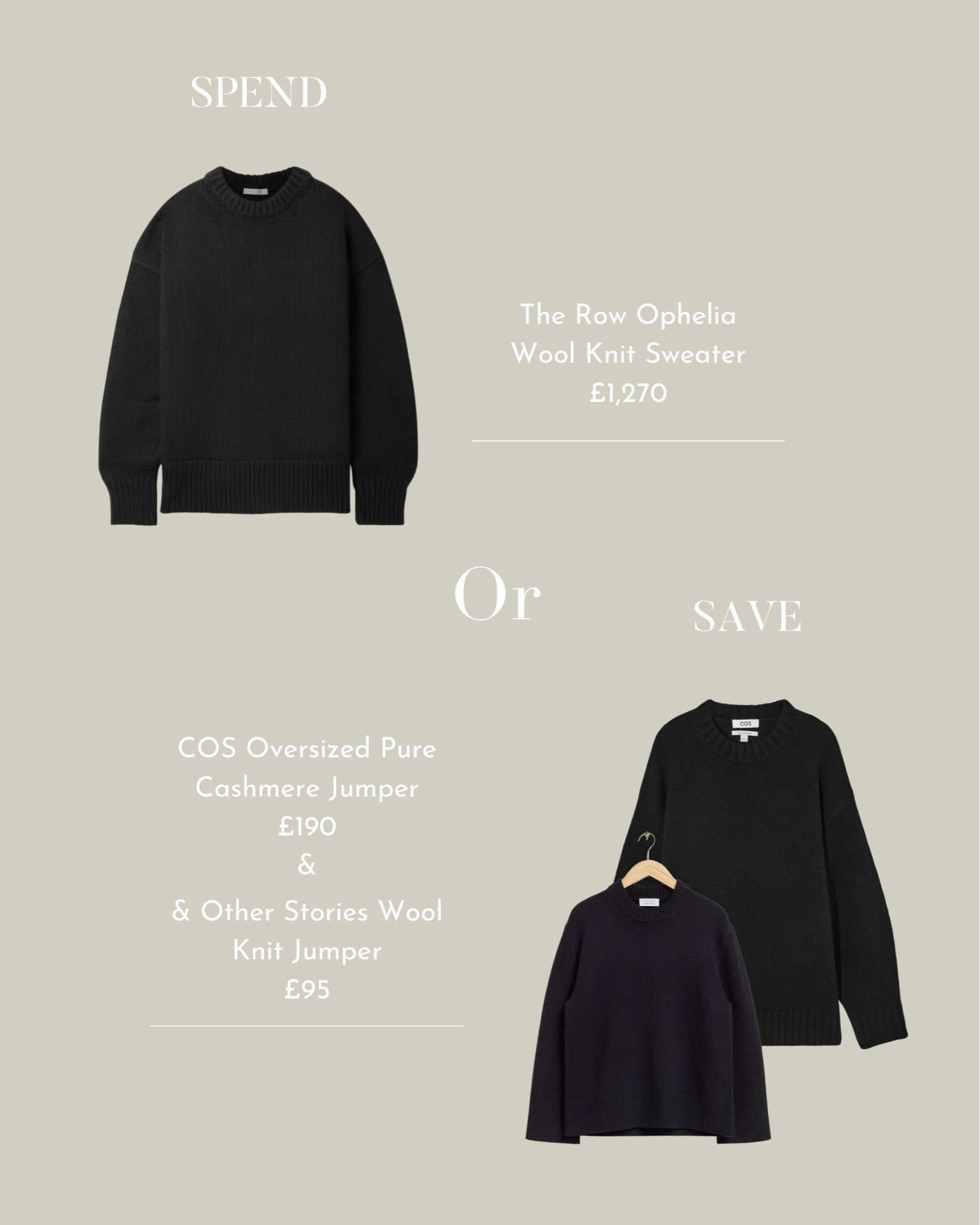 Spend or Save 〰️

The Row, Knitwear, Wool Knit, Oversized Knit, Chunky Knit, Black Jumper, Black Sweater, Matches Fashion, Luxury Fashion, Dupe, COS, & Other Stories, Knitwear, Jumper, A/W Style, Preppy Style.

#LTKFind #LTKsalealert #LTKSeasonal