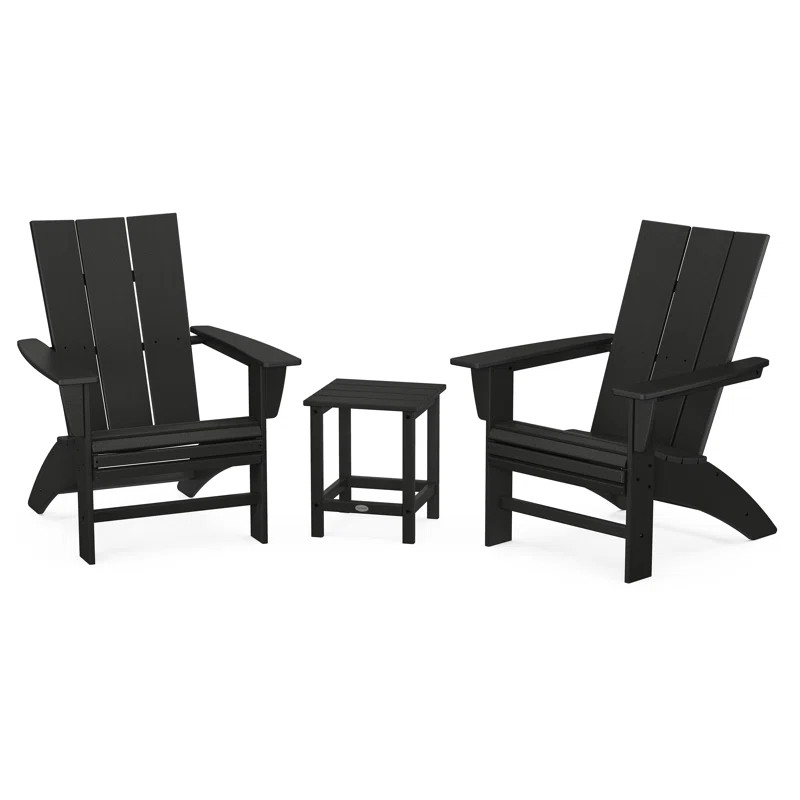 Modern 3-Piece Curveback Adirondack Set with Long Island 18" Side Table | Wayfair North America