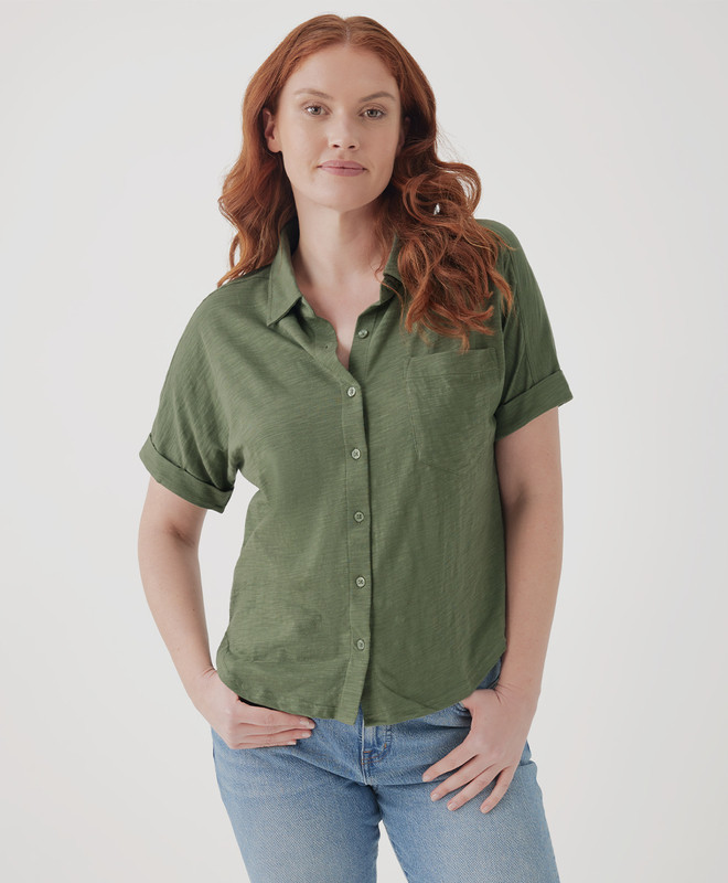 Women’s Relaxed Slub Button Up Top made with Organic Cotton | Pact | Pact Apparel