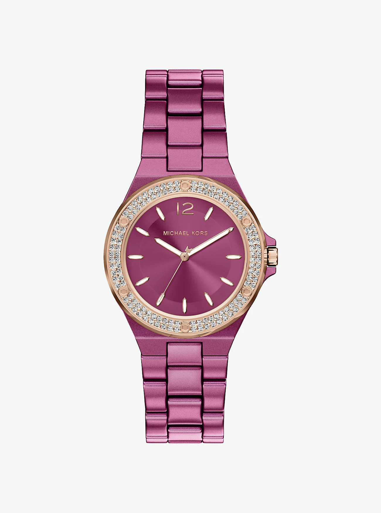 Mini Lennox Pav� Pink-Tone Watch | Shop Simon