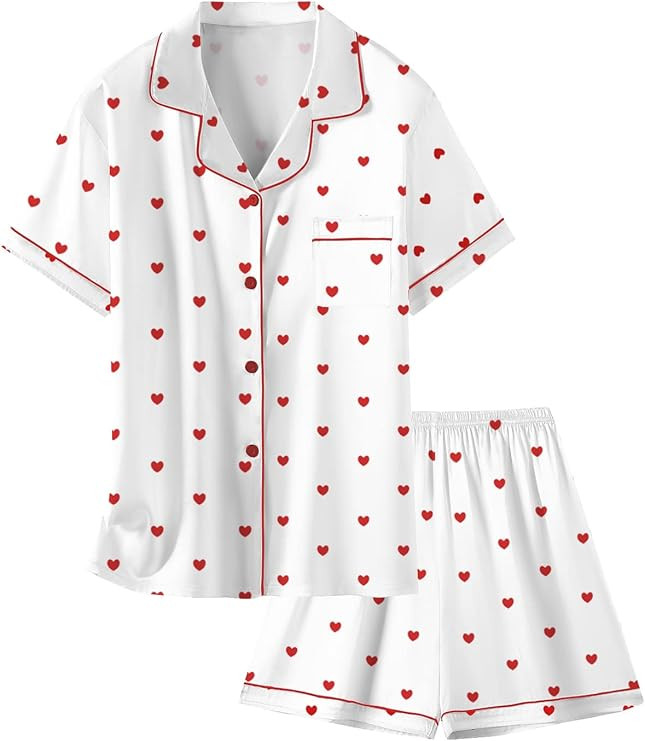 Schbbbta Girls & Women Satin Pajamas Set, 2Pj Silk Nightwear Button-Down Sleepwear for Teen Kid, ... | Amazon (US)