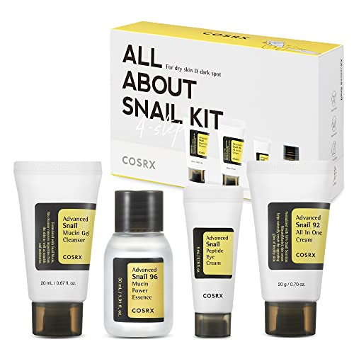 COSRX All About Snail Mucin Korean Skin Care Set, Mini Travel Essentials, Travel Size Gift Set with Snail Mucin Face Wash, Serum, Moisturizer & Eye Cream, Rejuvenating Kit | Amazon (US)