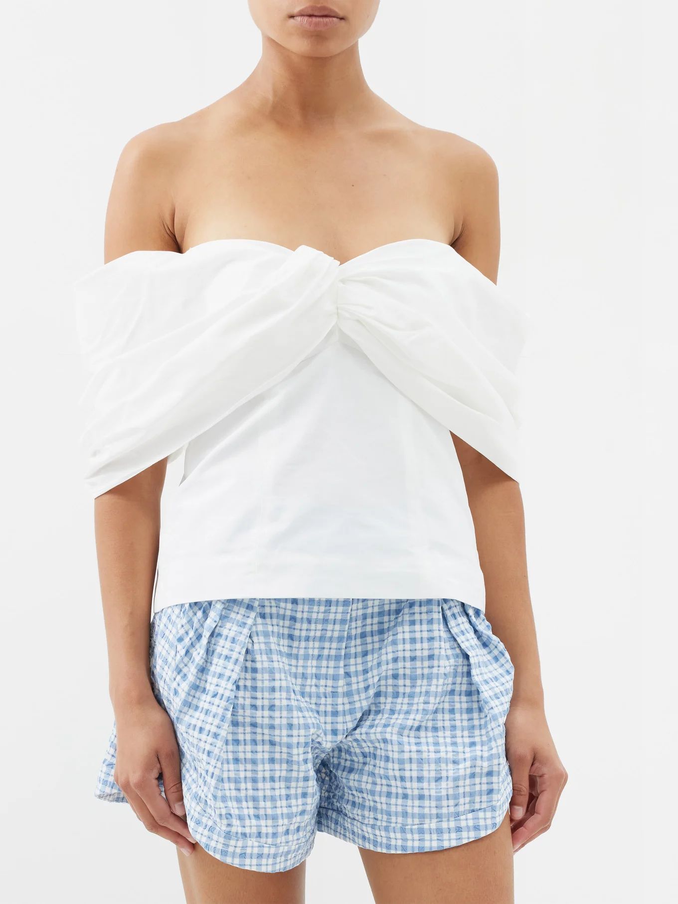 Farfalle-n Off Your Shoulder taffeta top | Matches (US)