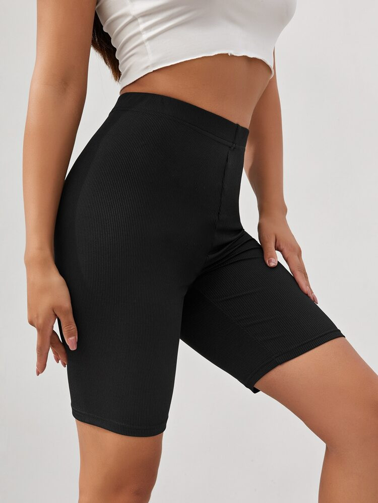 Solid High Waisted Biker Shorts | SHEIN