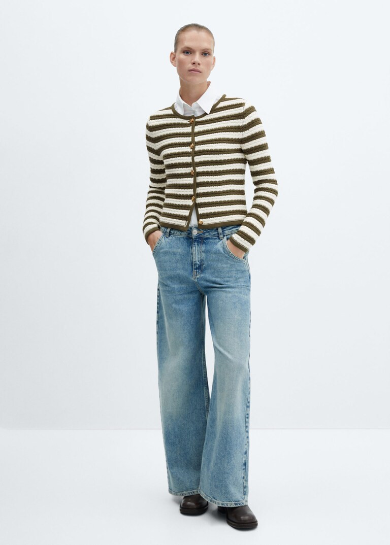 striped cardigan with jewel buttons -  Women | Mango United Kingdom | MANGO (UK)
