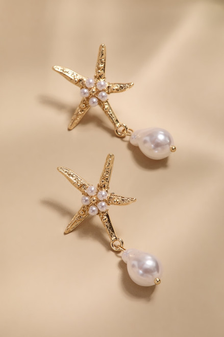 Stella Pearl Starfish Drop Earrings | Francesca's