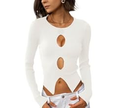 CHYRII Womens Sexy Fall Fashion Cutout Tops Ribbed Knit Winter Pullover Sweater Going Out Crop To... | Amazon (US)