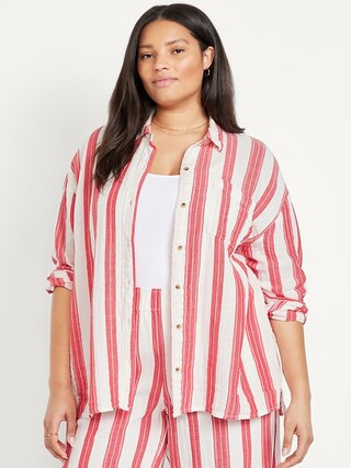 Crinkle Gauze Button-Down Shirt | Old Navy (US)