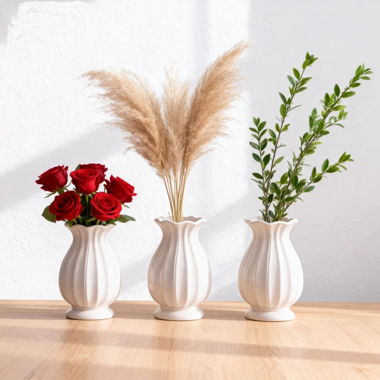 White Ceramic Vase Modern Decorative Vase Home Decor Accents for Living Room Table Centerpiece 7.... | Walmart (US)