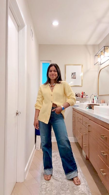 Get dressed with me! I love this yellow cardigan and these wide leg cuffed jeans! Such a cute and easy outfit


#LTKShoeCrush #LTKStyleTip #LTKSeasonal